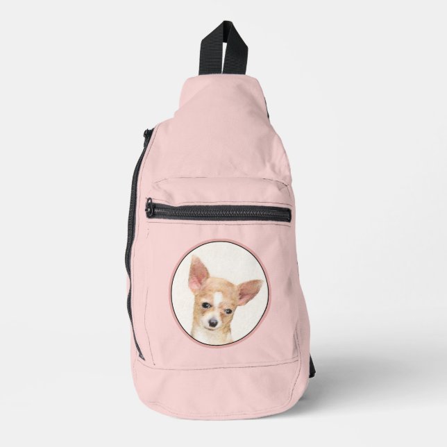 Chihuahua Smooth Coat Painting Original Dog Art Sling Bag (Front)