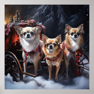 Chihuahua Snowy Sleigh Christmas Decor 