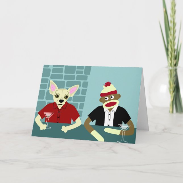 Chihuahua & Sock Monkey Card (Front)