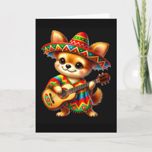 Chihuahua Sombrero Guitar Cinco De Mayo Mexican Ki Card
