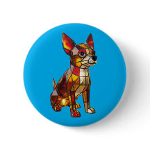 Chihuahua Stained Glass Button