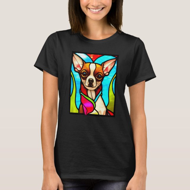 Chihuahua - Stained Glass Pop Art Premium_3 T-Shirt (Front)