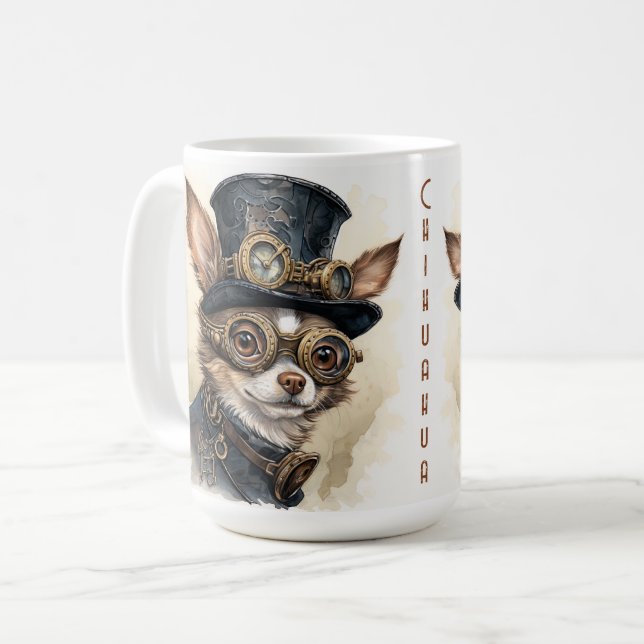 Chihuahua Steampunk Dog Coffee Mug (Front Left)