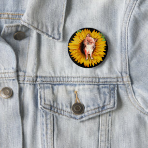 Chihuahua Sunflower A Dog Mom Because Dog's Life 2 Inch Round Button