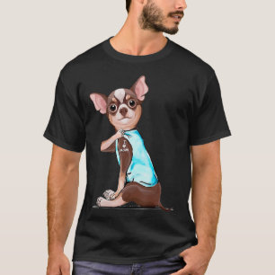 Chihuahua Tattoos I Love MOM Sitting Funny Gift Mo T-Shirt