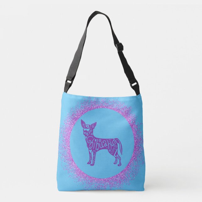 "CHIHUAHUA" TOTE IN LGHT BLUE & PINK. (Back)