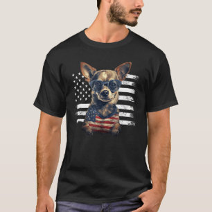 Chihuahua USA Flag 4th Of July Dog Dad Father s Da T-Shirt