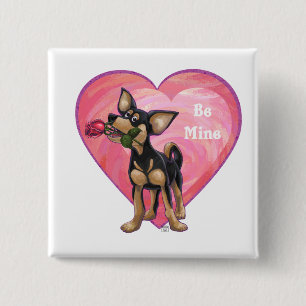 Chihuahua Valentine's Day 2 Inch Square Button