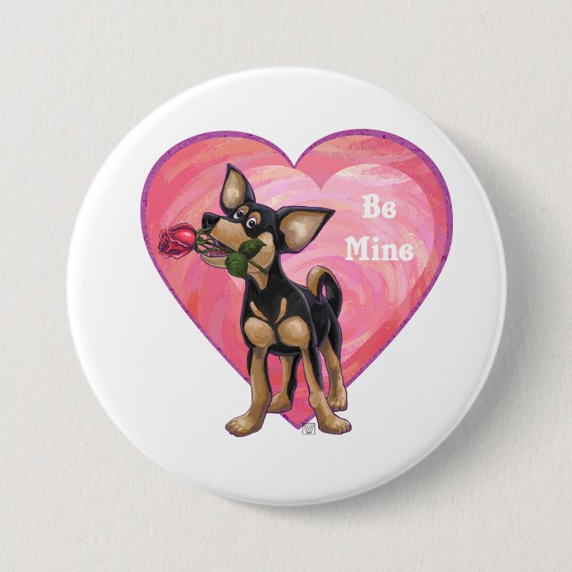 Chihuahua Valentine's Day 3 Inch Round Button (Front)