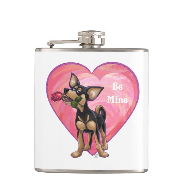 Chihuahua Valentine's Day Hip Flask (Front)