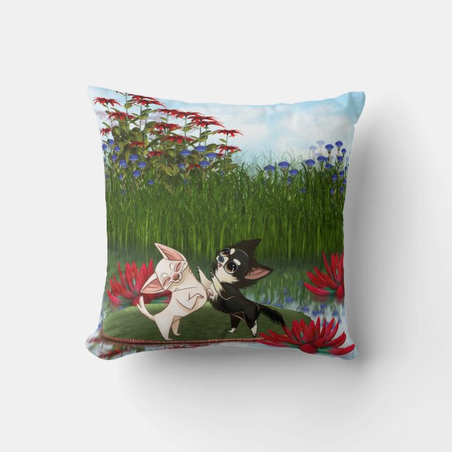 Chihuahua Water Lilly Decorative Pillow (Front)