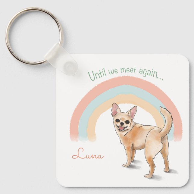 Chihuahua - Watercolor Custom Name & Photo  Keychain (Front)