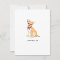 Chihuahua Watercolor Flat Thank You Card