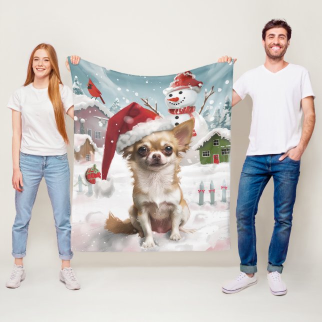 Chihuahua Winter Wonderland Christmas Joy Fleece Blanket (In Situ)