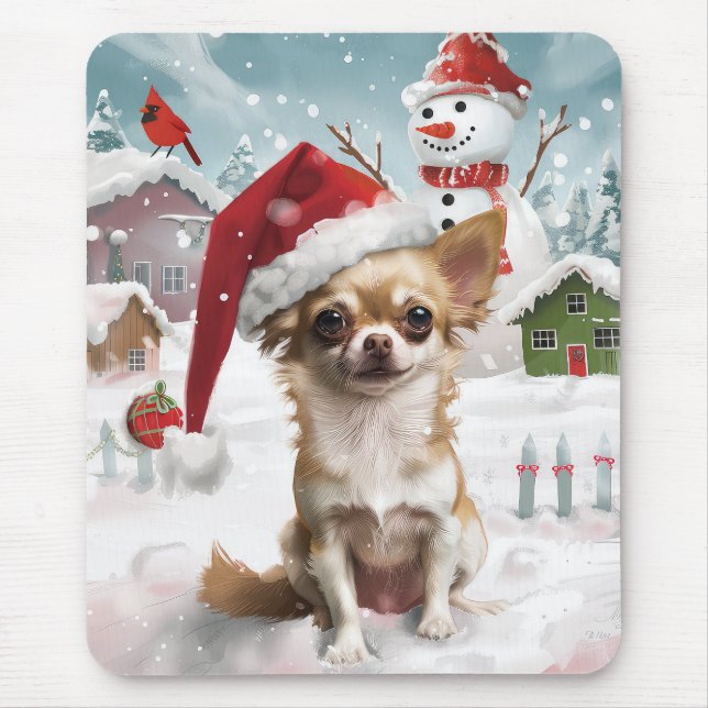 Chihuahua Winter Wonderland Christmas Joy Mouse Pad (Front)
