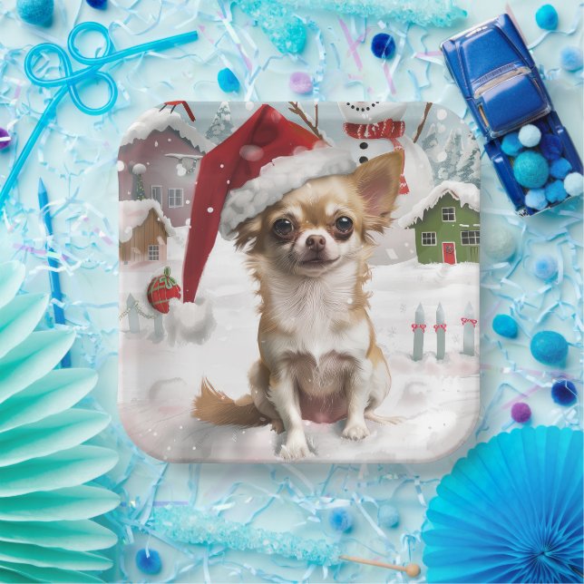 Chihuahua Winter Wonderland Christmas Joy Paper Plate (Party)