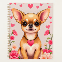 Chihuahua with Heart Motif and Floral Elements