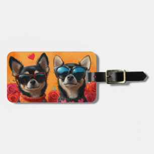 Chihuahua With Heart Roses Valentine's Day  Luggage Tag