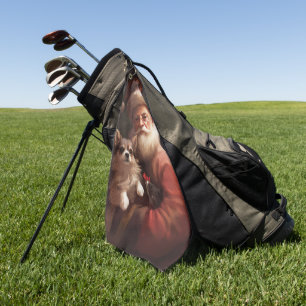 Chihuahua With Santa Claus Festive Christmas Golf Towel