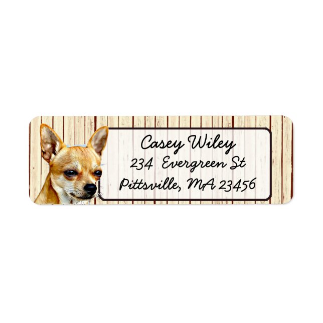 Chihuahua Wood Background Return Address Label (Front)