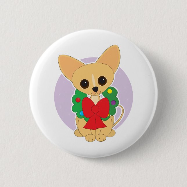 Chihuahua Wreath 2 Inch Round Button (Front)