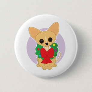 Chihuahua Wreath 2 Inch Round Button