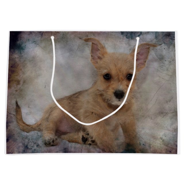 Chihuahua/Yorkie Puppy Large Gift Bag (Front)