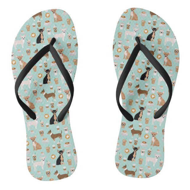 Chihuahuas and Coffee Shoes Flip Flops (Footbed)