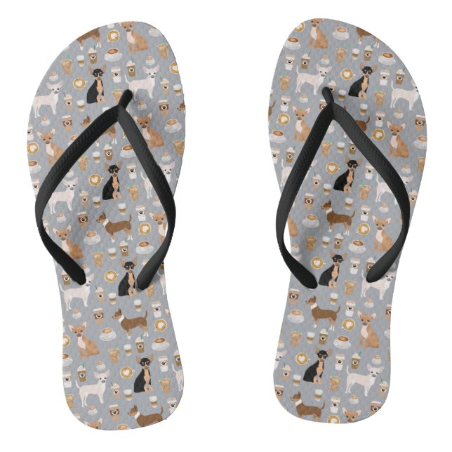 Chihuahuas and Coffee Shoes Flip Flops (Footbed)