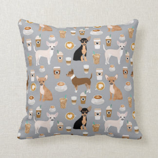 Chihuahuas and Coffee throw pillow