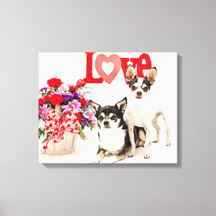 Chihuahua's, Flowers and Love Canvas Print