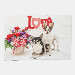Chihuahua's, Flowers and Love Kitchen Towel