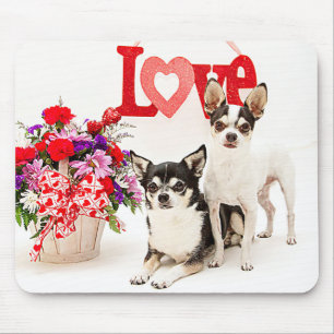 Chihuahua's, Flowers and Love Mouse Pad