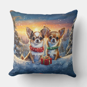 Chihuahuas Holiday Design by Rich AMeN Gill Throw Pillow