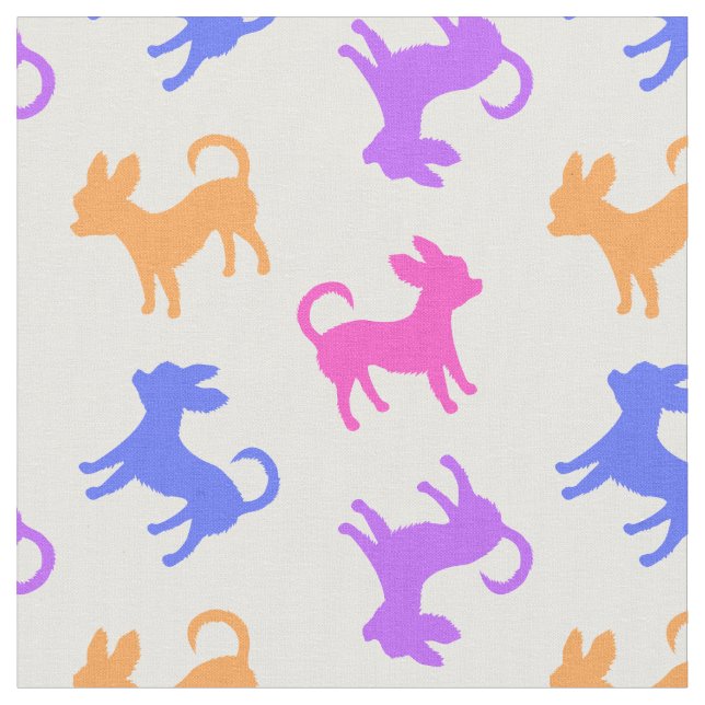 Chihuahuas in Pretty Pastel Colours Fabric (Close Up)