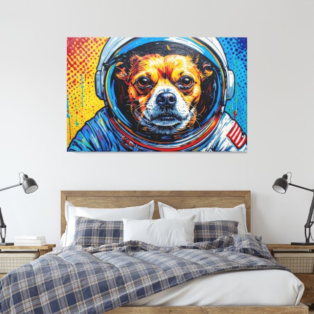 CHIHUAHUAS IN SPACE 10 CANVAS PRINT (Insitu(Bedroom))