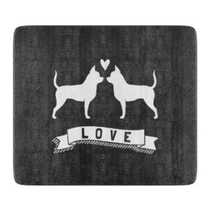 Chihuahuas Love - Dog Silhouettes w/ Heart Cutting Board
