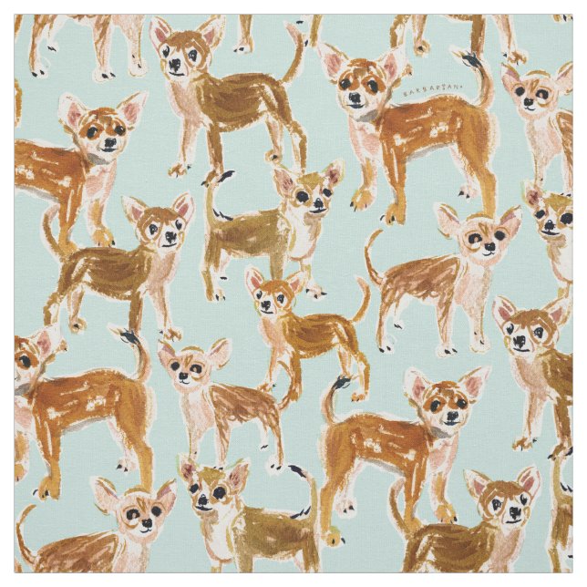 CHIHUAHUAS Painterly Watercolor Dog Fabric (Swatch)