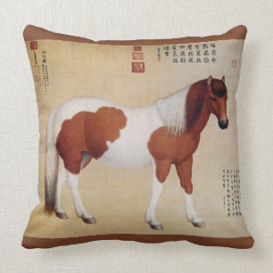 Chihuaying~赤花鹰~ Ten Steeds ~Giuseppe Castigl Throw Pillow
