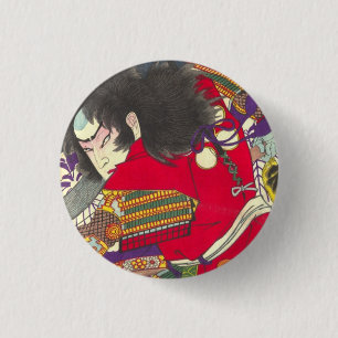 Chikanobu Samurai 3:5 1 Inch Round Button