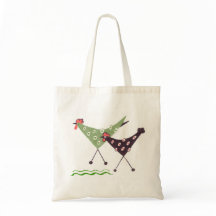 Chikens, run! folk art tote bag