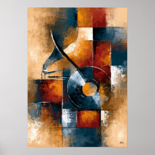 Chikuonki Vinyl Record Abstract Art for Music Room Poster