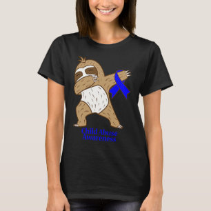 Child Abuse Awareness Ribbon Dabbing Sloth Warrior T-Shirt