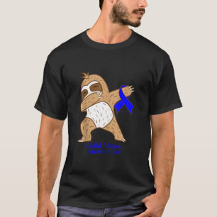 Child Abuse Awareness Ribbon Dabbing Sloth Warrior T-Shirt