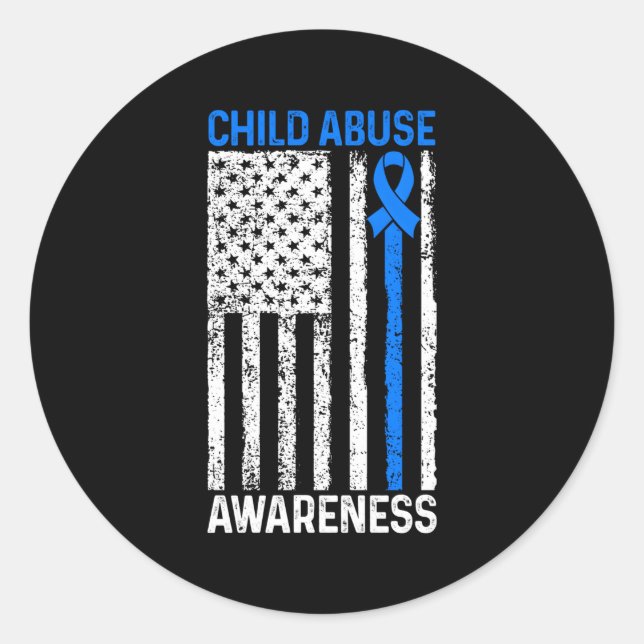 Child Abuse Awareness Us Flag Child Abuse Preventi Classic Round Sticker (Front)