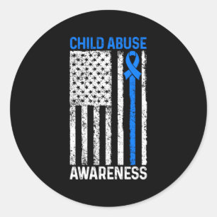 Child Abuse Awareness Us Flag Child Abuse Preventi Classic Round Sticker