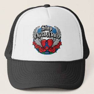Child Abuse Biker Wings Trucker Hat