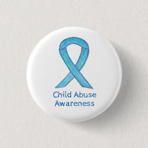 Child Abuse Blue Awareness Ribbon Custom Pin