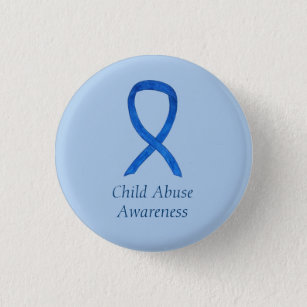 Child Abuse Blue Awareness Ribbon Custom Pin