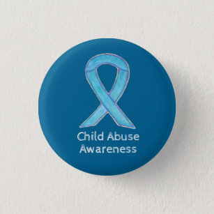 Child Abuse Blue Awareness Ribbon Custom Pin